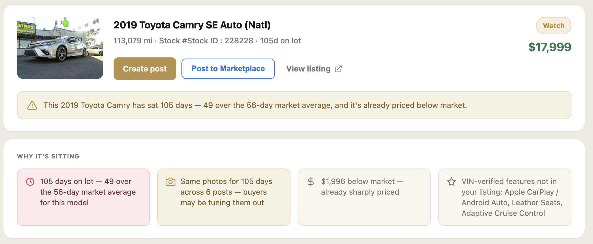 Action Center — 2019 Toyota Camry SE